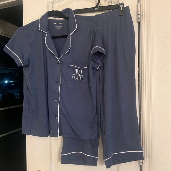 Rae Dunn Other - Rae Dunn Navy Pajama Set with White Piping